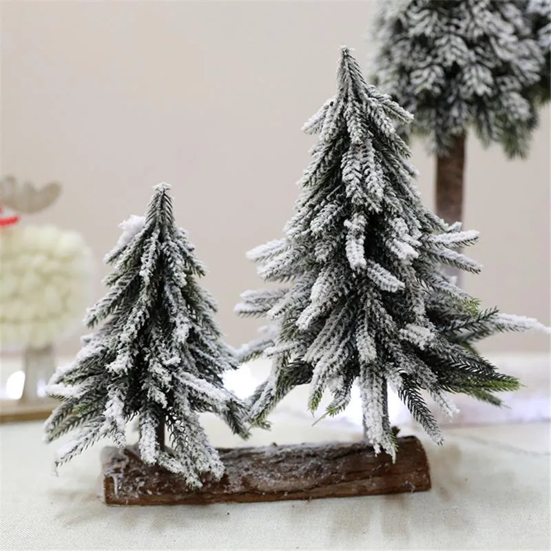 Christmas Decorations Falling Snow Tree Mini Small Three Trees Creative Scene Ornaments Tabletop