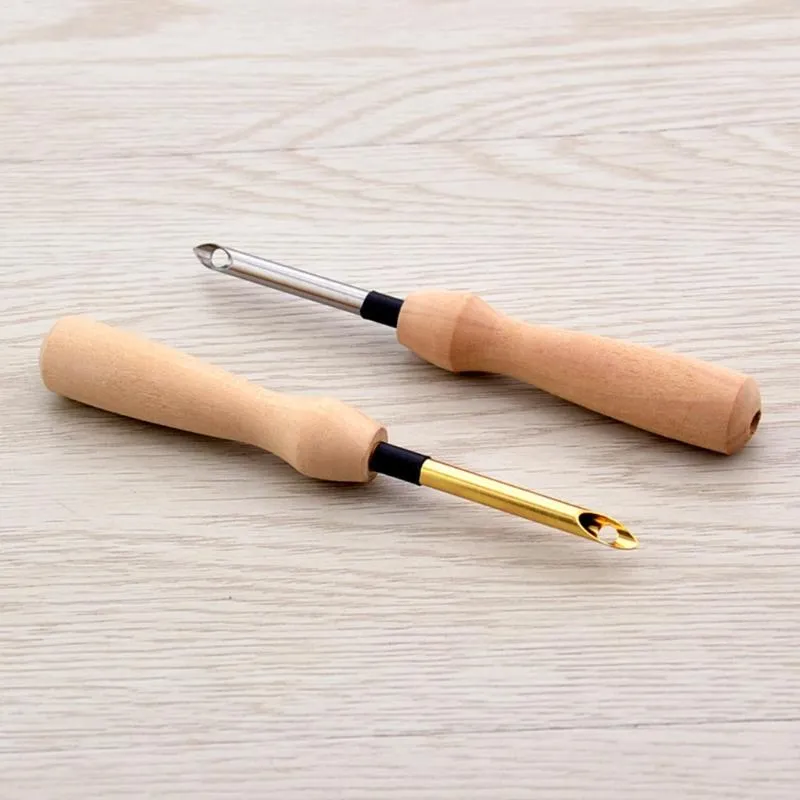 縫製の概念工具刺繍ペン織りフェルト工芸パンチ針スレッダー木製ハンドルDIYツールアクセサリー