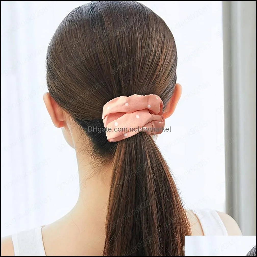 Ins Dot Hair Scrunchies Women Elastic Hair Bands Stretchy Scrunchie Girls Headwear Loop Ponytail Holder Printed Hair Accessories