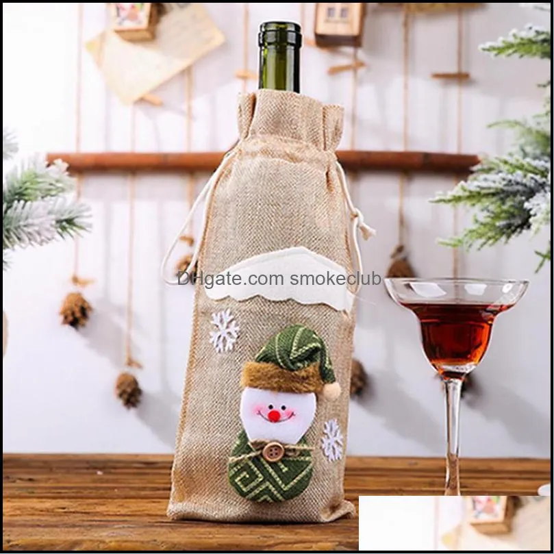 Christmas Bottle Sleeves Wine Champagne Bottles Bag Dining Room Decor Wine Bottle Wrapping Santa Sacks Decoration IIA750