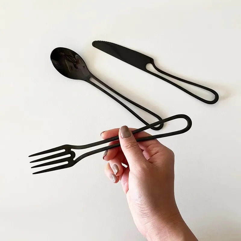 Ins Cutlery Stainless Steel Flatware Western Dessert Forks Spoons Steak Knives Cake Spoon Silverware Set Kitchen Accessories