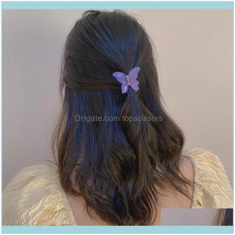 1Pcs Korea Colorful Stereoscopic Resin Butterfly Transparent Head Clip Hairpin Cute Hair Accessories For Women Girls1