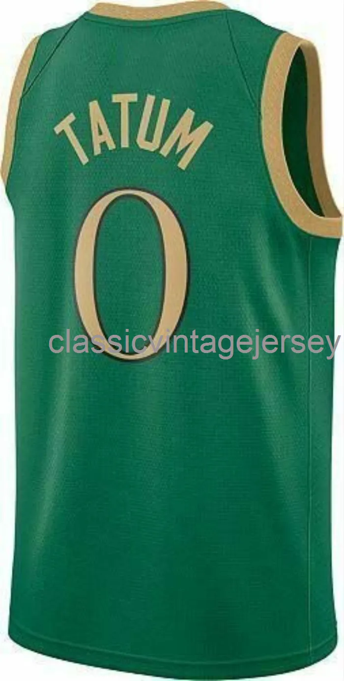 Camisa personalizada Jayson Tatum #0 masculina verde costurada masculina feminina juvenil XS-6XL NCAA