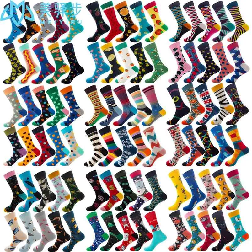 10 Paare pro Set Casual Herren Socken Socken Mode Lustige Socke Happy Business Party Kleid Baumwollsocken Mann 210727