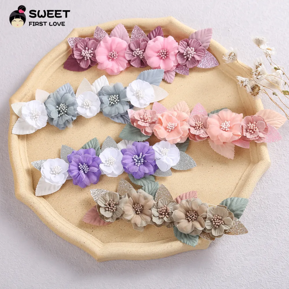 Flower Newborn Headbands for Baby Meninas Bonitos Floral Folha Elastic Hair Bands for Kids Girl Korea Moda Acessórios de cabelo 2021