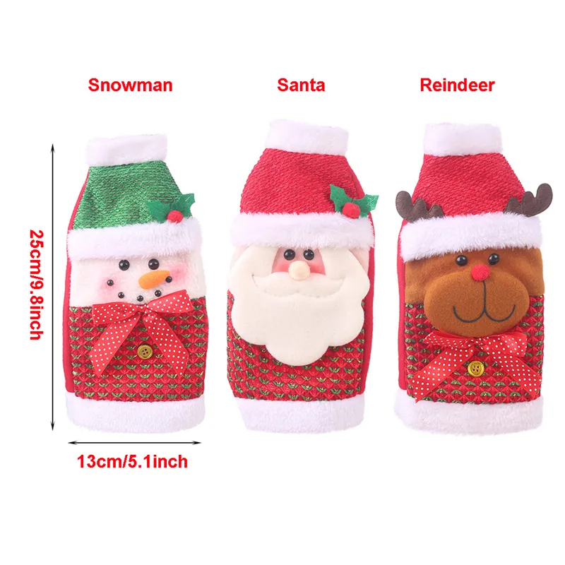 Cubierta Para Botella De Santa (8cm): Vestido Navideño Para Vino O Cerveza (2 Unidades)