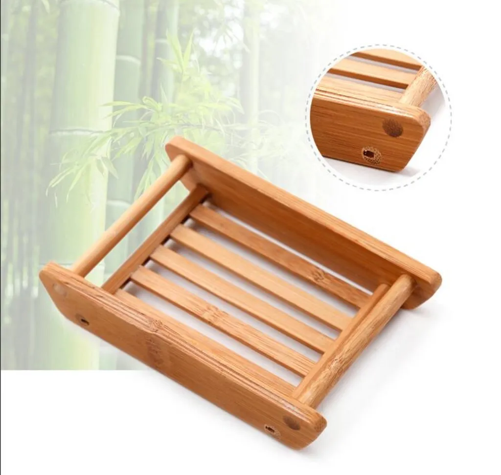 5 Styles Natural Bamboo Soap Holder Creative Environmental Protection Natural Bamboo Soap Dish Drying Soap Holder TF-0012