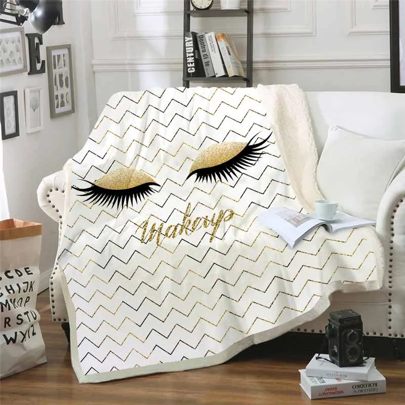 Pink Gold Eyelash Unicorn Plush Blanket For Beds Sofa Fleece Throw