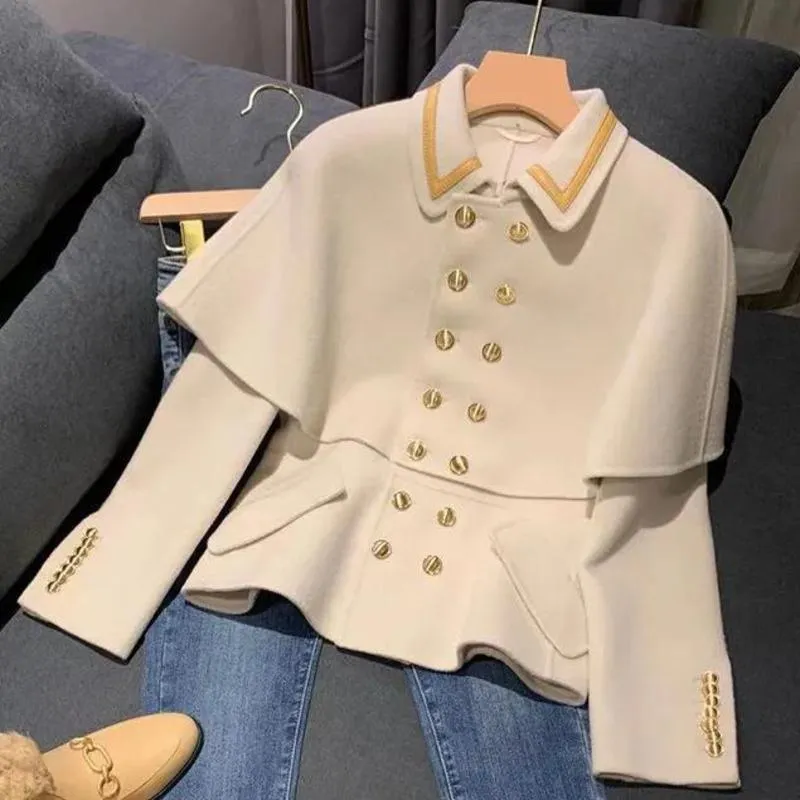 여성용 재킷 Prephomp 턴 다운 칼라 긴 소매 겉옷 더블 브레스트 숙녀 재킷 2021 봄 가을 의류 파티 현대 코트 G