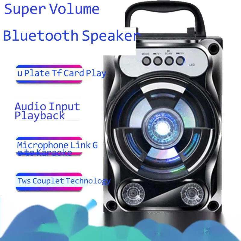 Bluetooth-Lautsprecher für den Außenbereich, tragbares Square-Dance-Mikrofon, Karaoke-Karte, Computer, Mini-Subwoofer, TWS-Audio
