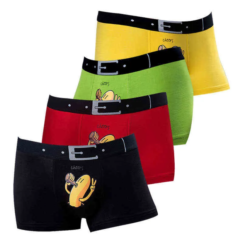 4 stücke männer Unterhose Lustige Höschen Männlichen Cartoon Bär Bambus Unterwäsche Unterwäsche Herren Modalen Weichen U Pouch Boxer Shorts für Mann H1214