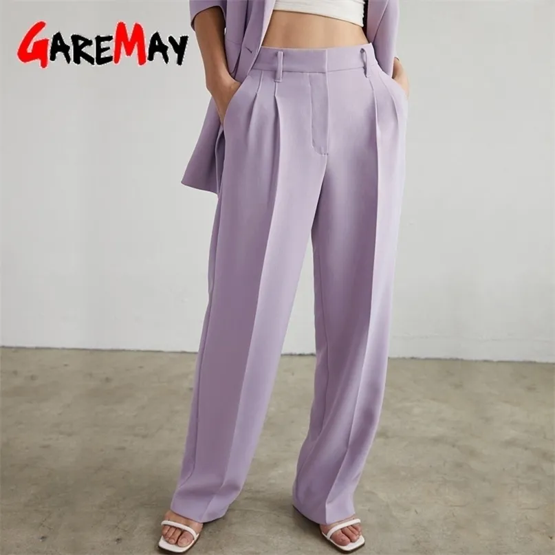 Women's Wide Trousers Suits Autumn Vintage Office Wear Straight Pant Stacked Elegant Loose Casual Oversize Pants for Women 211115