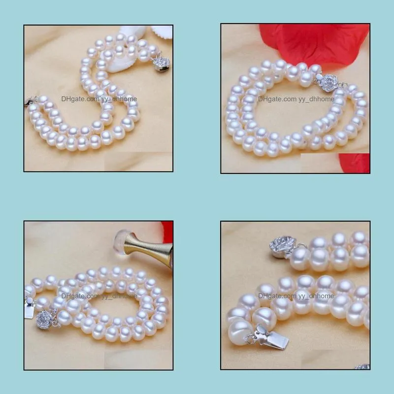 8-9mm Natural Pearl Bracelet Double Oblate Glare Flawless High Quality Hand Chain