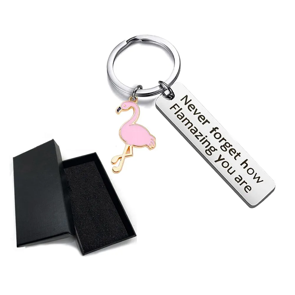 Flamingo Motivational Keychain – Stainless Steel 'Never Forget How Flamazing You Are' Gift