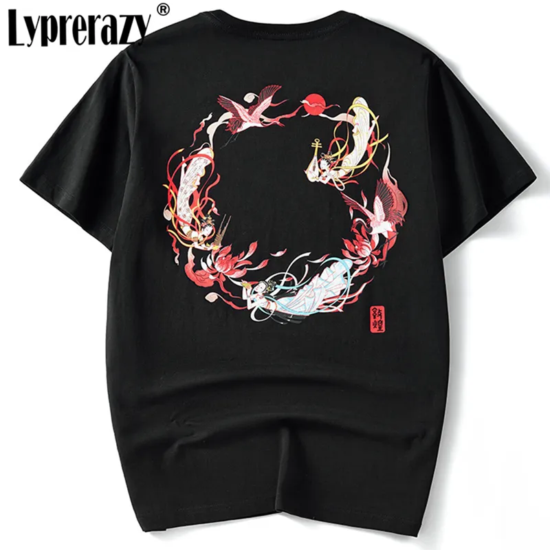 Lässiges T-Shirt im chinesischen Stil, kurzärmelig, Baumwolle, für Herren, bedruckt, T-Shirts, Tops, Mode