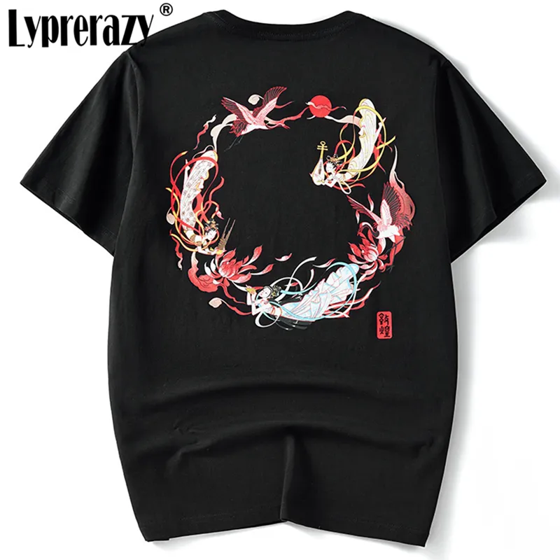 Casual Chinese Style Krótki Rękaw Bawełniany T-Shirt Mężczyźni Drukuj Tees Tops Moda