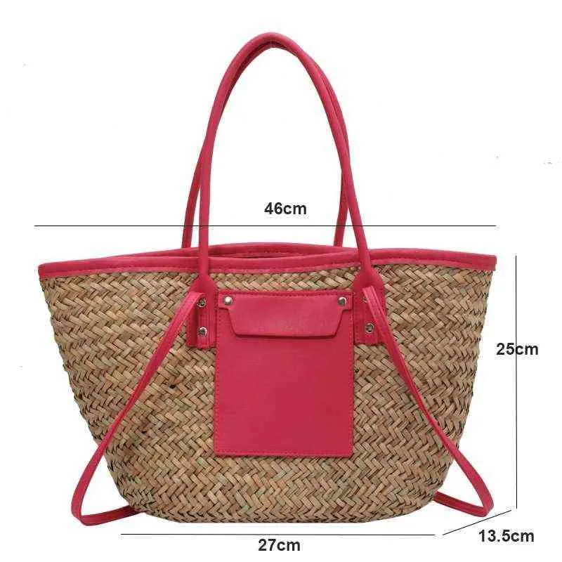 Bolso De Paja Para Mujer - Bolso De Hombro Tejido, Ideal Para Playa, Verano Y Salidas Casuales