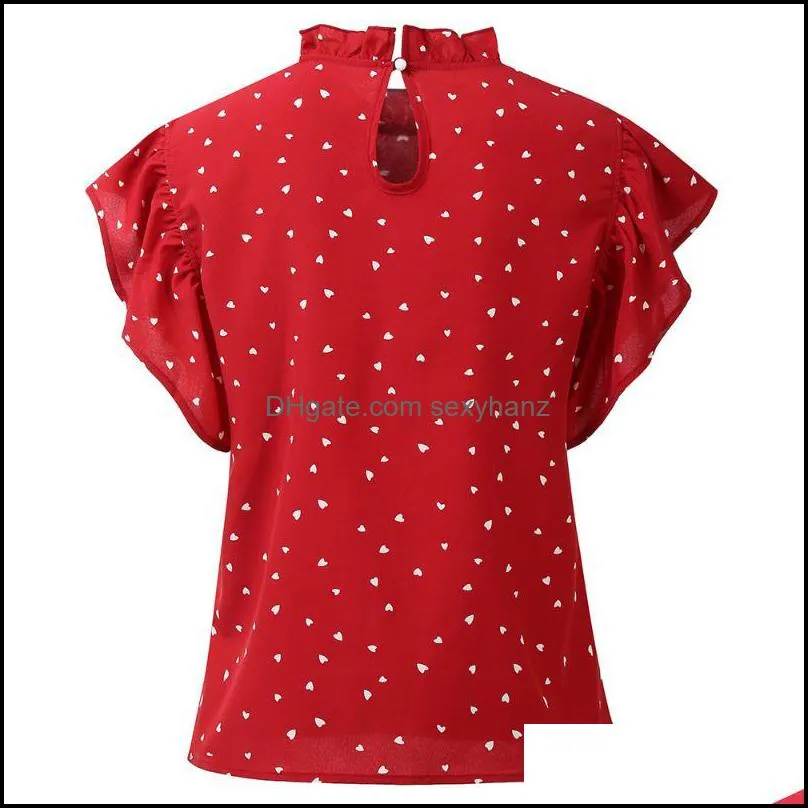 Summer Polka Dot Printed Shirts And Blouses Women Casual Short Sleeve Ruffled Blouses Tops Ladies Vintage Loose Blouse Blusas 30