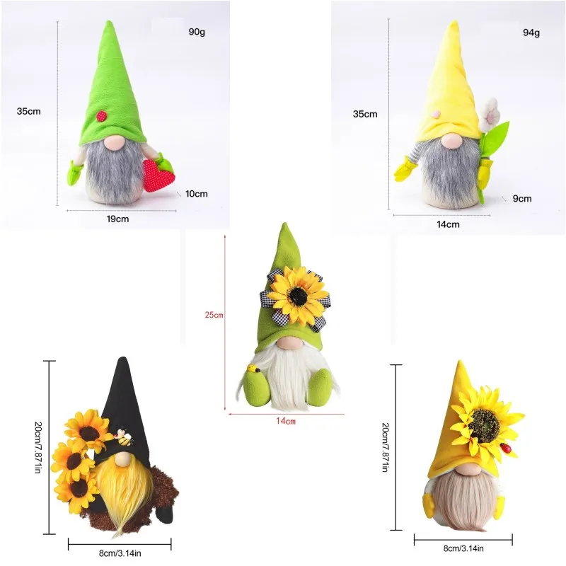 Mors dag Gnomes Party Gift-Spring Flowers Dwarf Heminredning Handgjord Faceless Plush Doll Bee Festival Desktop Ornament