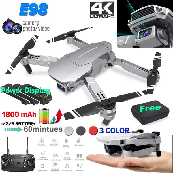 E98 Geliştirilmiş Pil Ömrü Hava Profesyonel HD Katlanır Drone Kablosuz Wifi Kamera Çocuk Hediyeler