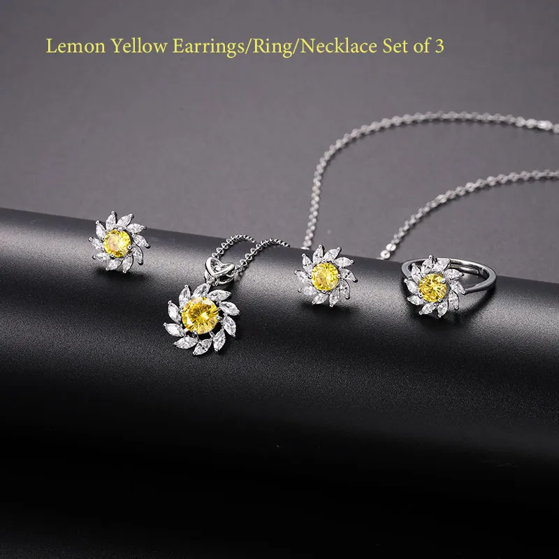 Fashion S925 Silver Needle Earrings Ring Jewelry Sets European American Simulation Jewellerry Cord Necklace Gold-Plated Female Three-piece ornaments Suit Gift