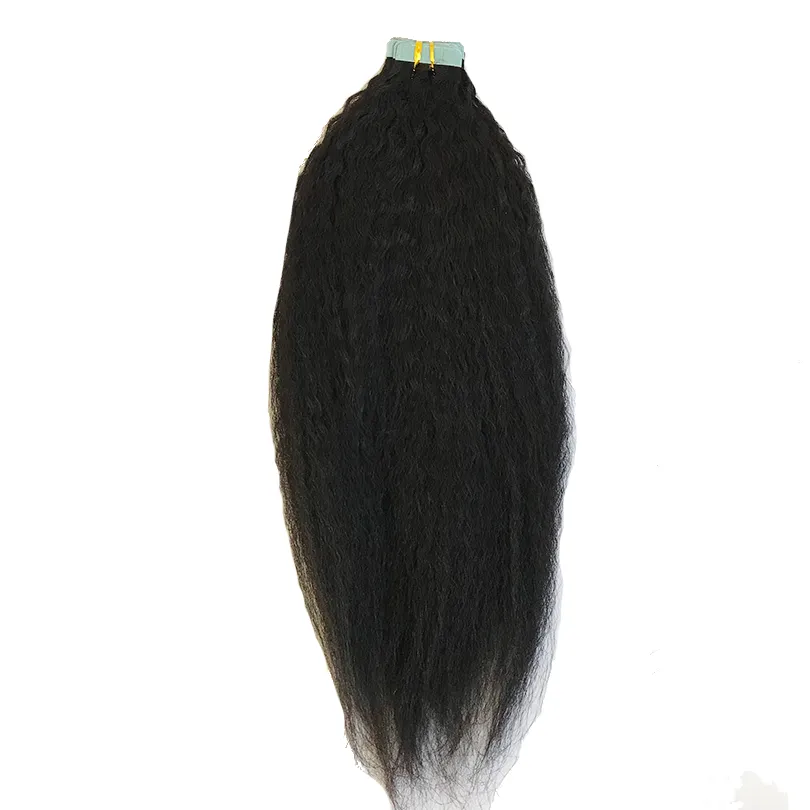 Kinky Straight fita em extensões de cabelo Malásia Remy Hairs pele de pele 40 pcs cor natural para as mulheres pode ser tingido