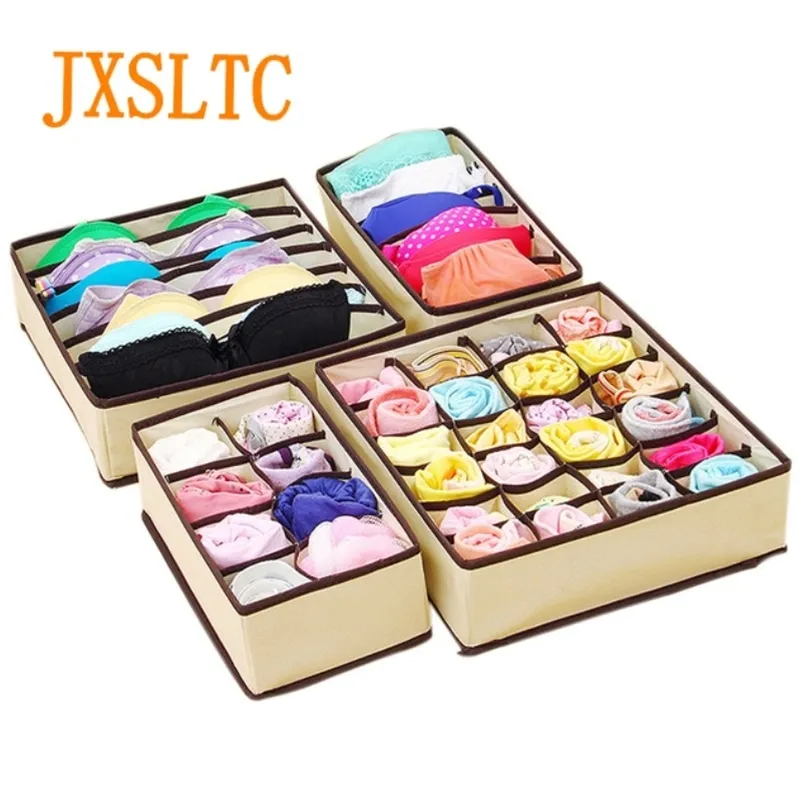 إكسسوارات منظمي التغليف JXSLTC 4PCS ملابس داخلية منظم صناديق التخزين صناديق رابط صناديق الربط