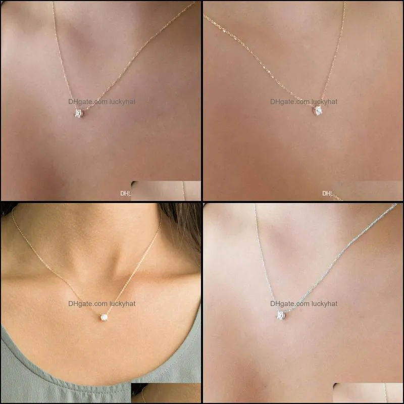 Shiny Zircon Invisible Transparent thin Line Simple choker Necklace women Jewelry collana Kolye Bijoux Collares collier