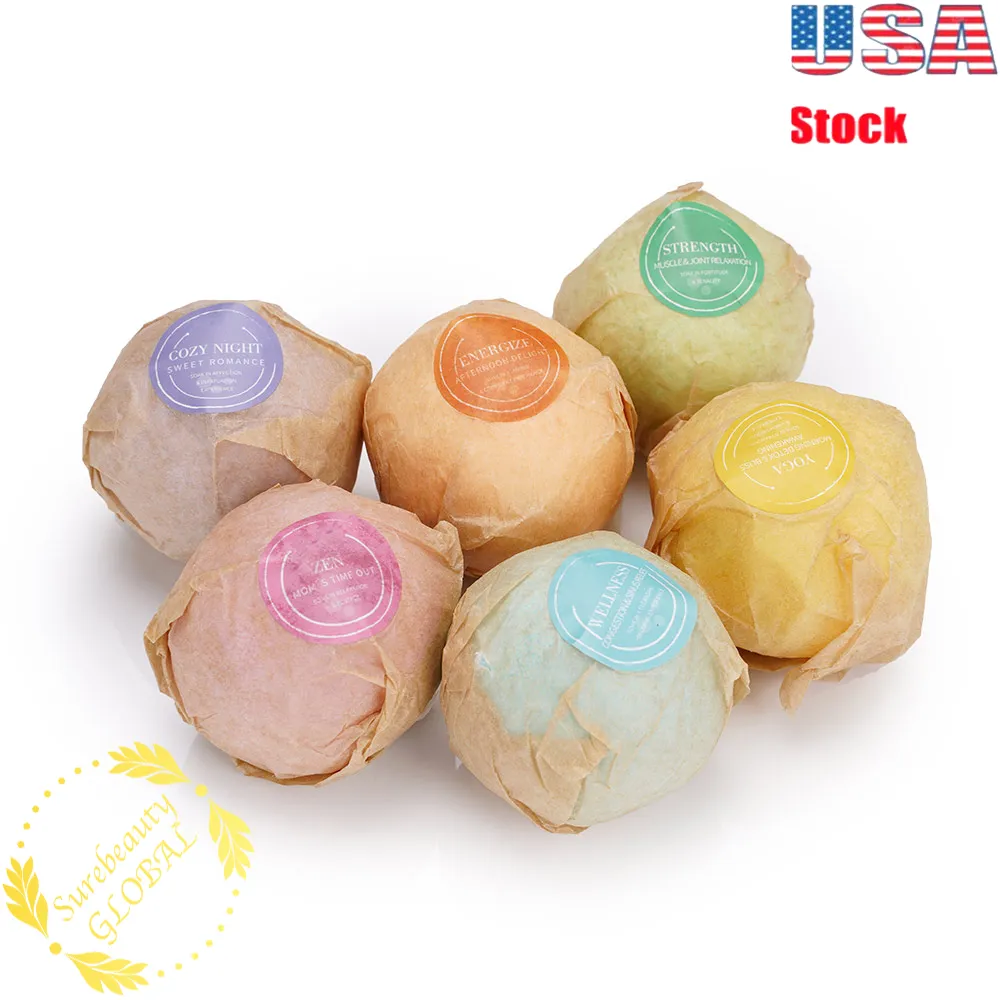 6st Essential Olja Scented Bubble Bath Salts Bombs Födelsedaggåvor Kvinnor Kids 2.1oz * 6st med eterisk oljedjup