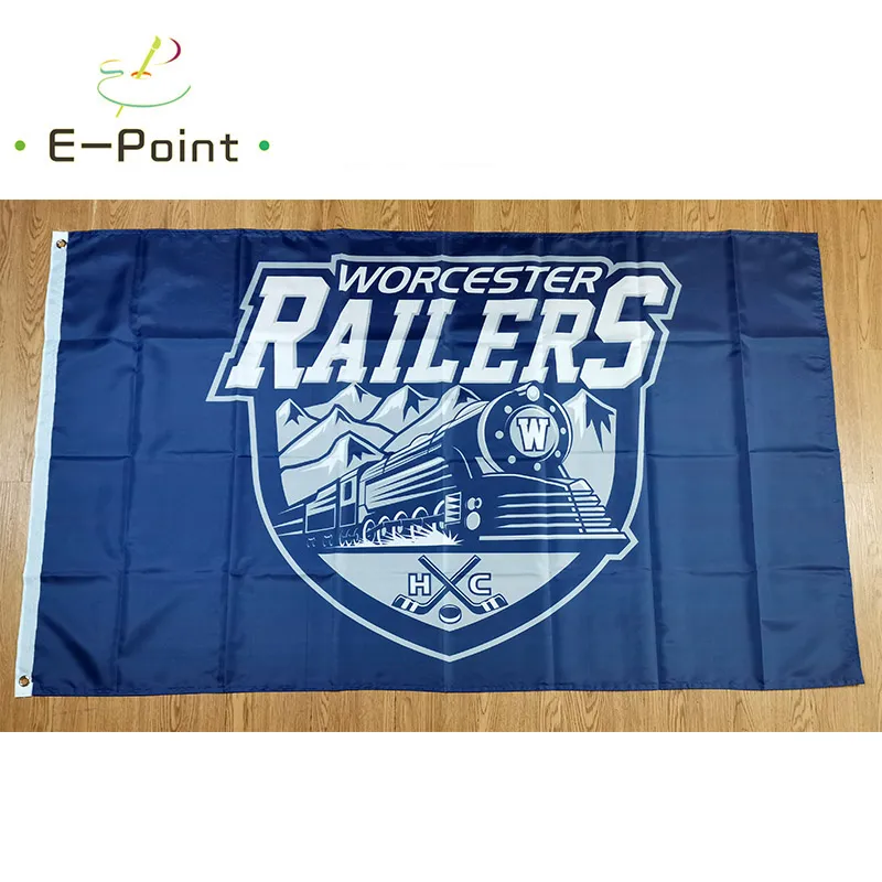 ECHL Worcester Railers-Flagge, 3 x 5 Fuß (90 x 150 cm), Polyester-Banner, Dekoration, fliegender Hausgarten, festliche Geschenke