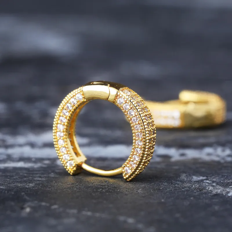 Pendientes De Aro Abierto Chapados Oro 18k Con Circonita - Aros Gruesos, Hipoalergénicos, Regalo Mujer