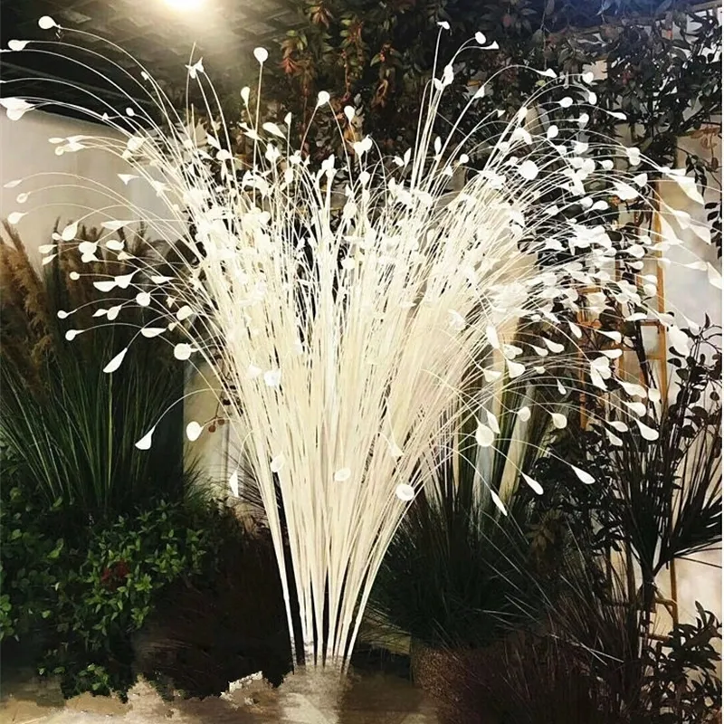 80 cm goldener silberner weißer Glitzer Bling Schmetterling künstliche Blume vergoldetes Gras Weihnachtsblume DIY Blumenquellenmaterial Y200104