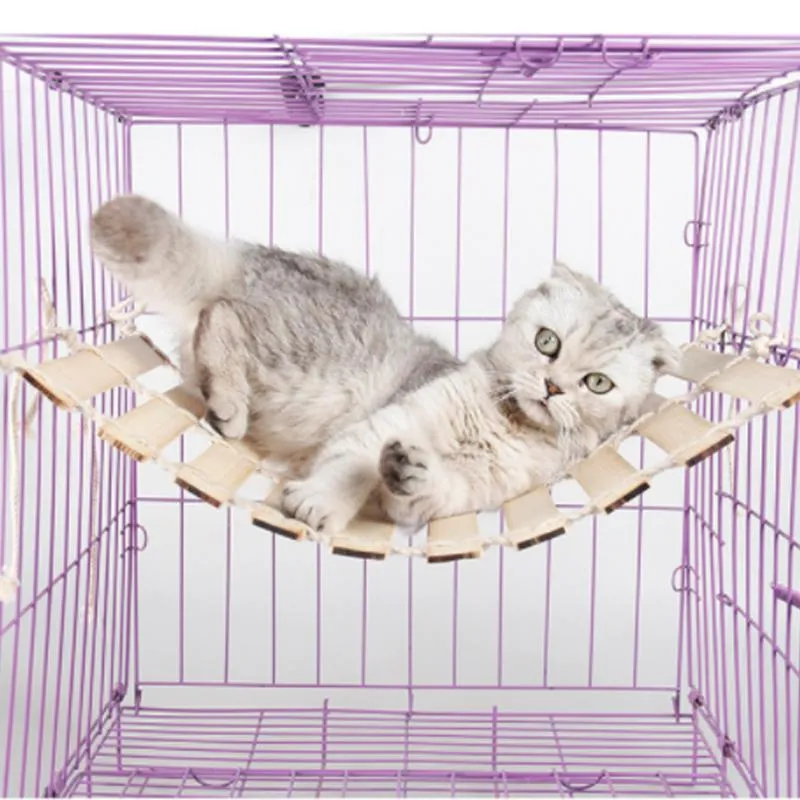 Cat Beds & Furniture Pet Bamboo Hammock Dog Cats Hanging Bed Cool Summer Swing Sleepy Pad Seat Window Mount Cushion Shelf