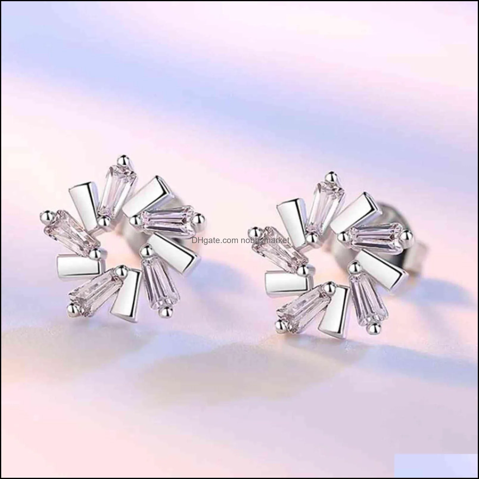 Nehzy 925 Sterling Silver New Woman Stud Earrings High Quality Retro Simple Cubic Zirconia Hot Original Crystal Jewelry