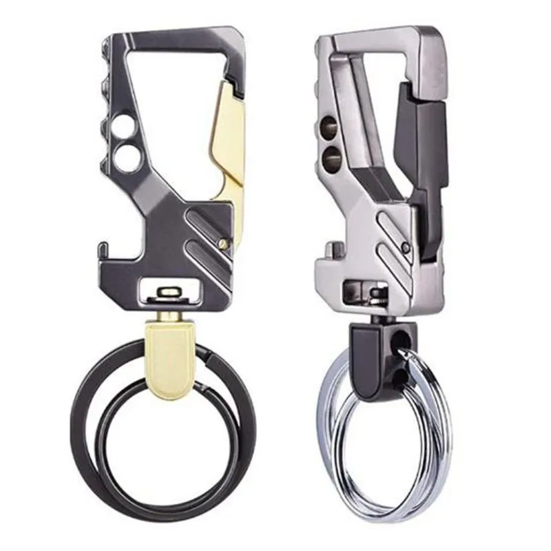 Keychains 2 Pcs Car Auto Anti-scratch Multi Key Chain Bottle Opener Snap Hook With Swivel Double Loops Ring Tool