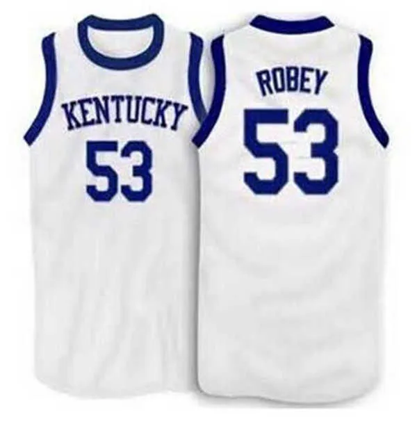 #53 Rick Robey Kentucky Wildcats Basketball-Trikots, blau, weiß, Stickerei, genäht, personalisierbar, Trikot in jeder Größe und mit jedem Namen
