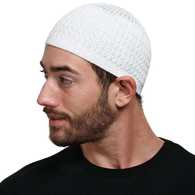 Roupas étnicas Inverno de malha muçulmana homens oração chapéus mornos gorros masculinos tampão islâmico Ramadã judaica Kipah Homme chapéu