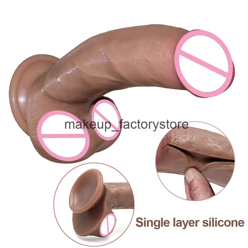 Massage Liquid Silicone Realistic Dildo Skin Feeling Soft Huge Penis Suction Big Dick Sexy Toys For Women Sexy Tools Adult Erotic Machine