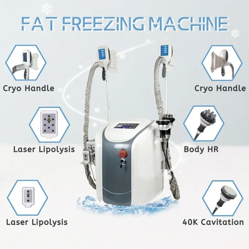 2022 New model Cryolipolysis Weight reduce Machine Cryotherapy Slimming Cavitation RF 40k Lipo Laser Machine Fat Freezing Machine CE/DHL