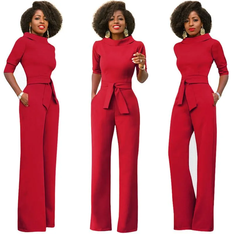 Elegant Formal Romper Plus Size With Half Sleeves, Pockets, And Wide Leg  Pants For Office, Business, Formal Wear Fas333U 2021 From Svzhm, $28.85