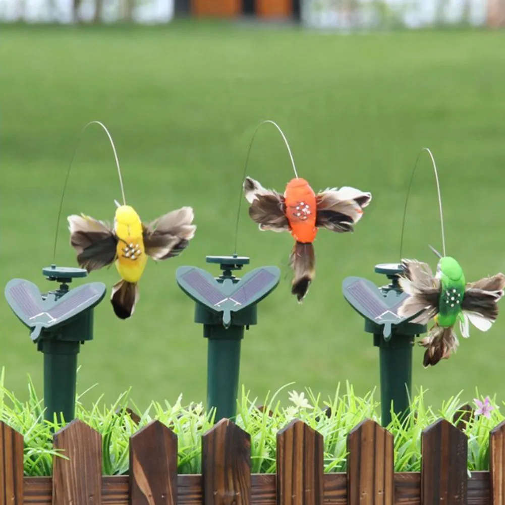 Garden Decoration Funny Toy Solar Humming Bird Flying Birds Butterflies Fluttering Vibration Toys Solar-Power Dancing Fly Butterfly 144set With DHL Delivery