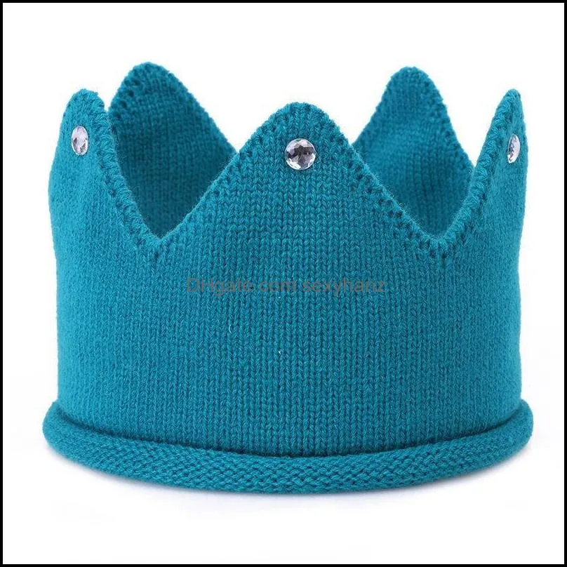 Baby Hat Girls Crown Knitted Cap Toddler Empty Top Hats Newborn Design Yarn Bonnet Children Soft Solid Beanies GWF12122