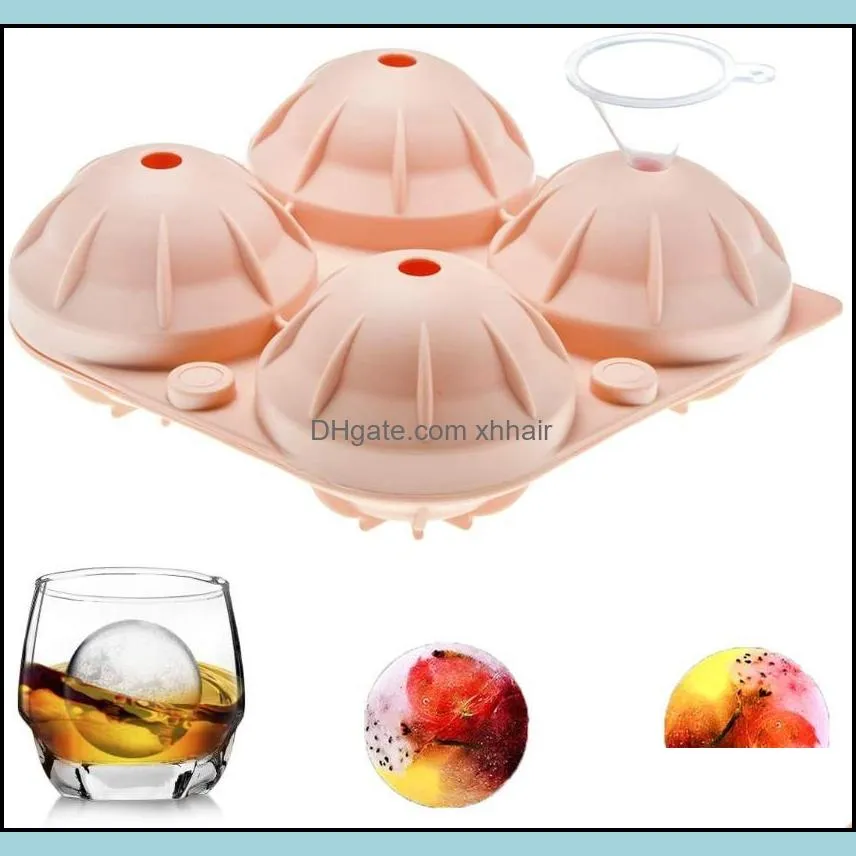 Large Ice Cube Trays For Whiskey 4 Ball Maker With Lids Round Silicone Molds Reusable Sphere Tray Popsicle Mold Baking Moulds