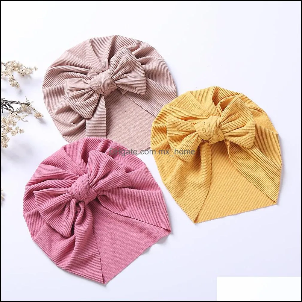 Newborn Baby Knot Turban Hat Knotted Bow Head Wrap Soft Cotton Headband Caps Kids Infant Toddler Hair Band Headdress 8 colors Z4852