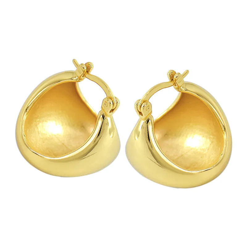 Orecchini a cerchio da donna Fidanzamento a sfera vuota Ottone placcato in oro brillante Ciondoli per le orecchie Real New Trend Piercing Orecchini Gioielli di moda per le donne Regali di Natale