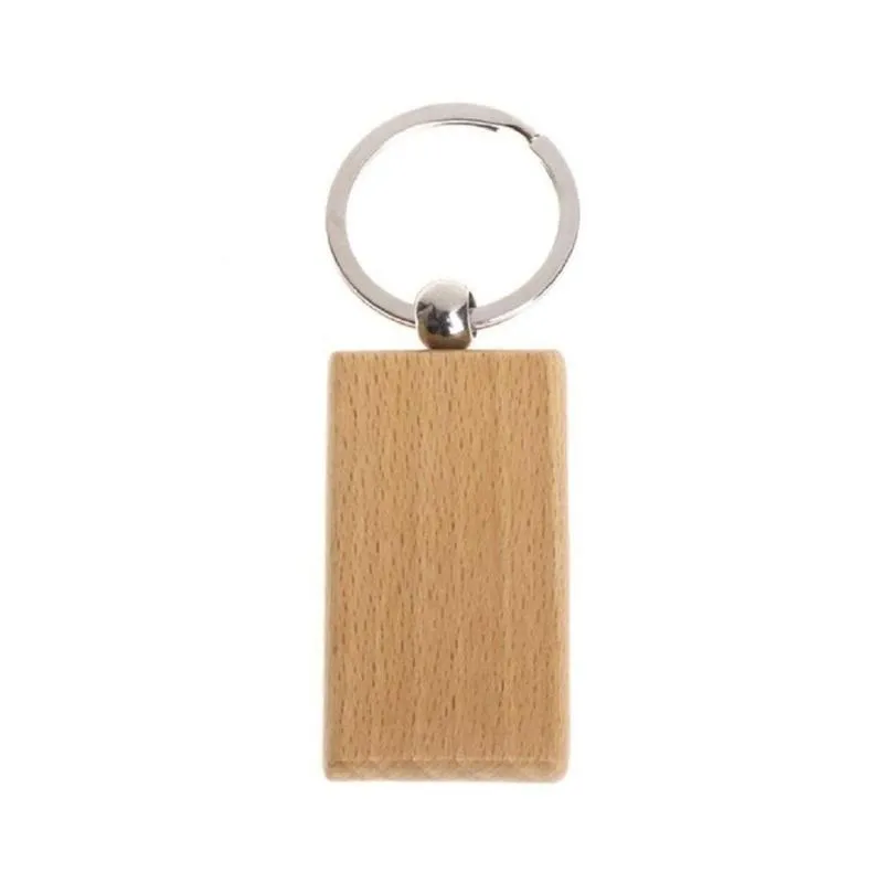 Llaveros Llavero de madera en blanco Identificación de clave rectangular Se puede grabar Llavero DIY Llavero sin terminar de madera para manualidades