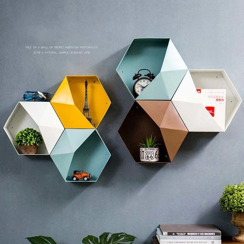 Nordic Home Decoration Wall Hanging Shelf Flower Pot Multifunctional Storage Box Room Decoration Wall Creative Combination Mural 210310