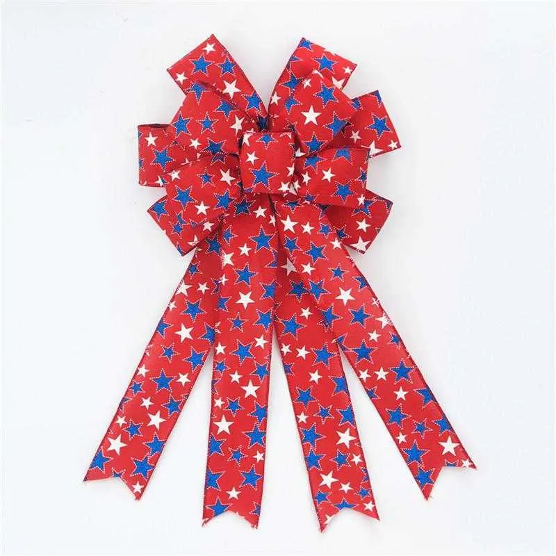 Party Supplies Bows Patriotic Us Flag Patterns Stars Stripes Red White Blue Ribbon Decor American Independence Day Decoration Hanging Pandents