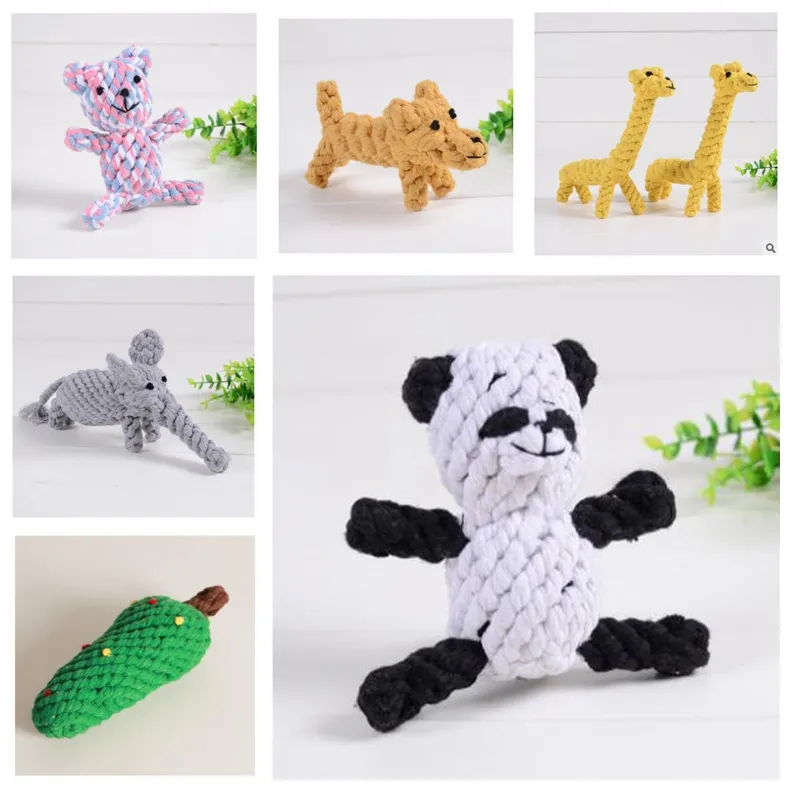 Hond Chew Speelgoed voor kinderziektes Puppy Handgemaakte Wasbare Katoen Playtime Toy Elepant Giraffe Kerstboom 6 stijlen Veilig materiaal