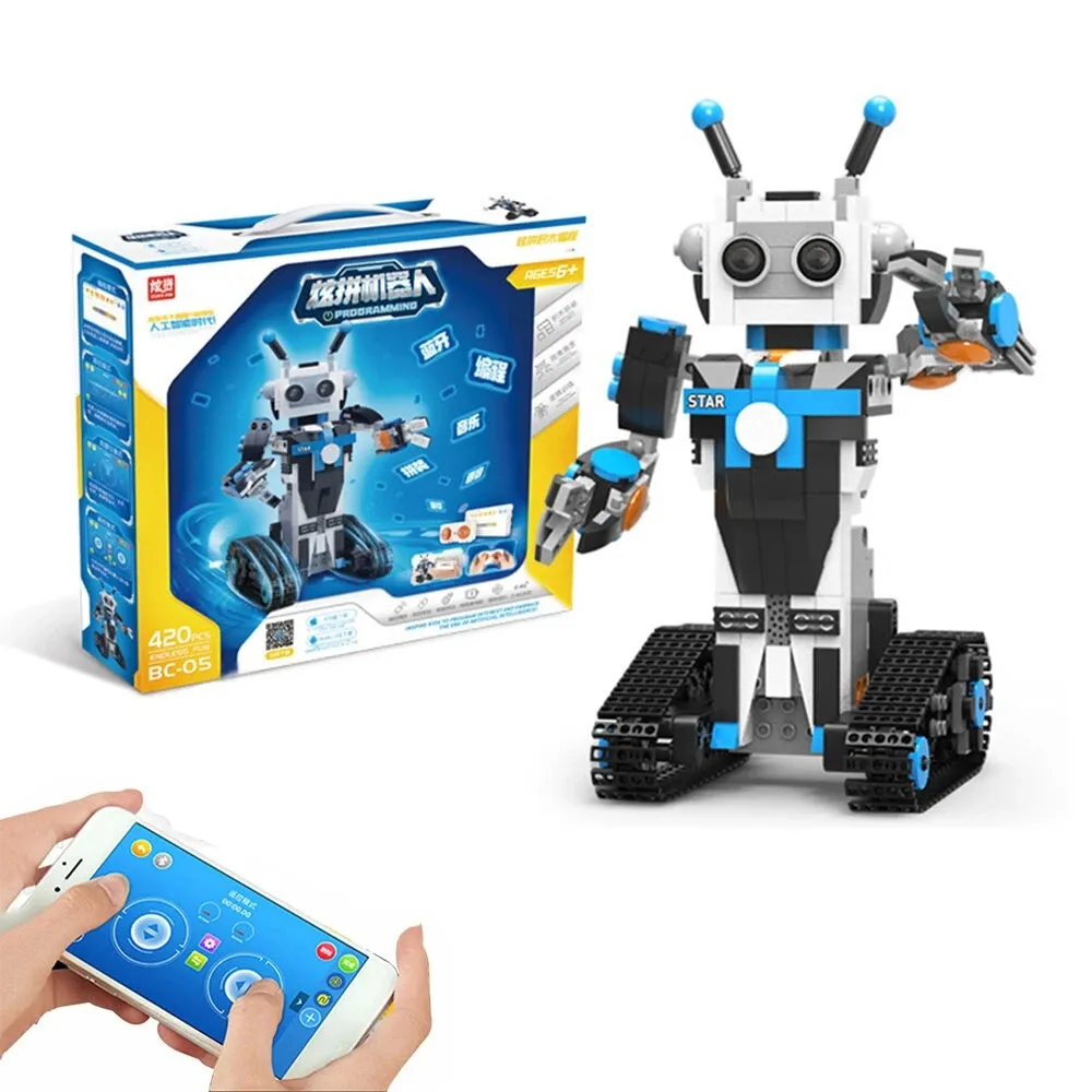 420/448PCS DIY BRUQUE BLOQUEO TECNOLOGÍA INTELIGENTE Programable Robot Juguete Aplicación / Control remoto Niños Robot Toy STEM Learning Kit Niños Regalos